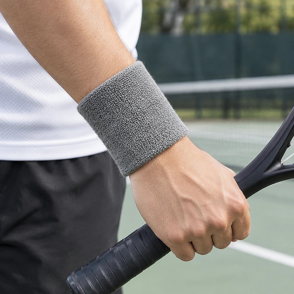 Grey Towel Sweatbands, 8 cm