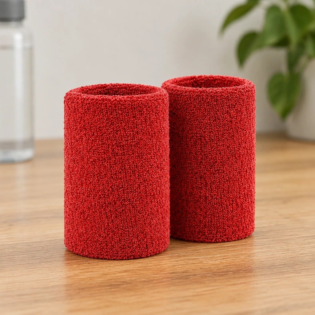Sweatband Wristbands, 11 cm, Red