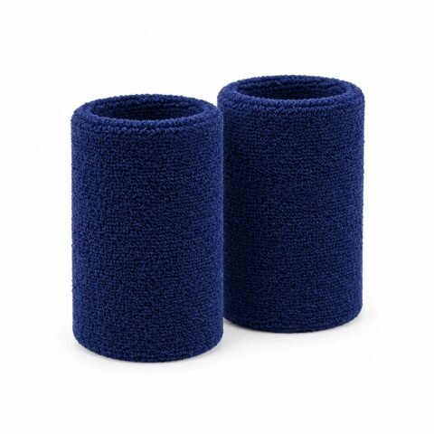 Towelling Sweatband Wristbands, Blue 11 cm